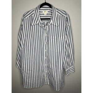 Maeve by Anthropologie Shirt Womens 2X White Blue Striped Button Down Cotton